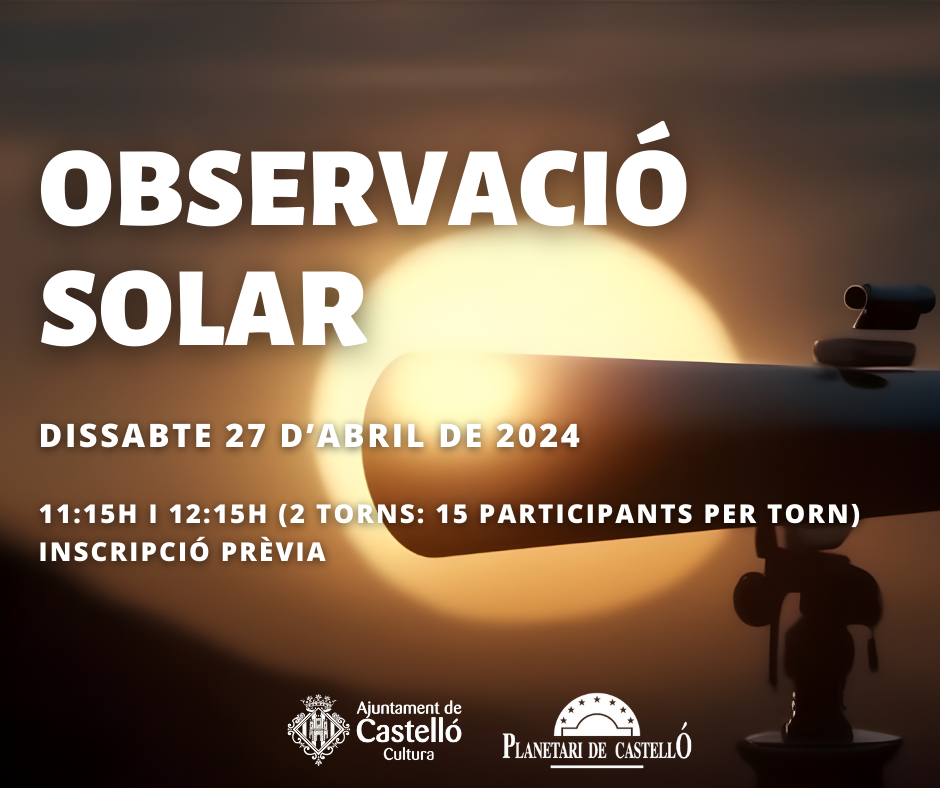 Imatge representativa de Observació solar al Planetari - torn 11:15 h